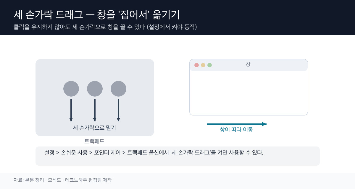 세 손가락 드래그 모식도